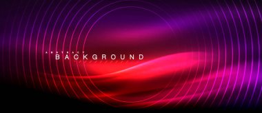 Neon parlayan çizgiler, sihirli enerji uzay ışığı konsepti, soyut arka plan duvar kağıdı tasarımı