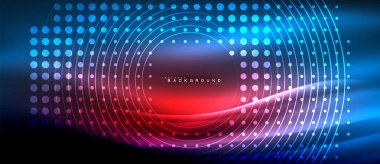 Neon parlayan çizgiler, sihirli enerji uzay ışığı konsepti, soyut arka plan duvar kağıdı tasarımı