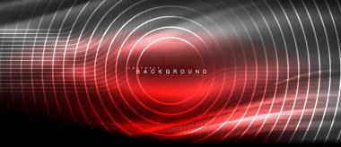 Neon parlak çizgiler, sihirli enerji alanı ışık kavramı, arka plan duvar kağıdı tasarım, vektör çizim