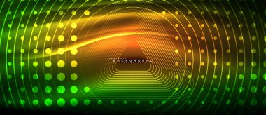 Neon parlayan çizgiler, sihirli enerji uzay ışığı konsepti, soyut arka plan duvar kağıdı tasarımı