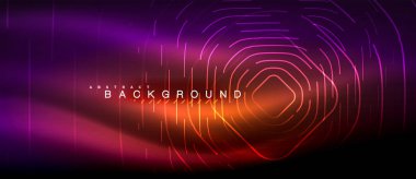 Neon parlayan çizgiler, sihirli enerji uzay ışığı konsepti, soyut arka plan duvar kağıdı tasarımı