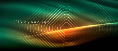 Neon parlayan çizgiler, sihirli enerji uzay ışığı konsepti, soyut arka plan duvar kağıdı tasarımı