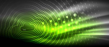 Neon parlayan dalga, sihirli enerji ve ışık arka plan. Duvar kağıdı şablonu, yüksek teknoloji gelecek kavramı