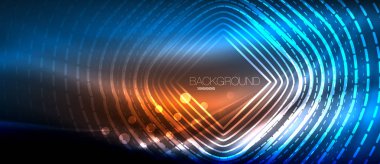 Neon parlayan dalga, sihirli enerji ve ışık arka plan. Duvar kağıdı şablonu, yüksek teknoloji gelecek kavramı