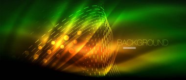 Neon parlayan dalga, sihirli enerji ve ışık arka plan. Duvar kağıdı şablonu, yüksek teknoloji gelecek kavramı