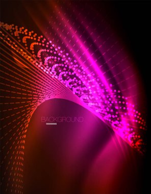 Yumuşak ışık efekti, parlak parlak neon koyu arka plan üzerinde düz çizgiler. Enerji Teknoloji fikir