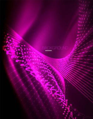 Yumuşak ışık efekti, parlak parlak neon koyu arka plan üzerinde düz çizgiler. Enerji Teknoloji fikir