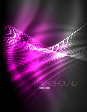 Yumuşak ışık efekti, parlak parlak neon koyu arka plan üzerinde düz çizgiler. Enerji Teknoloji fikir