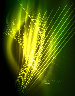 Yumuşak ışık efekti, parlak parlak neon koyu arka plan üzerinde düz çizgiler. Enerji Teknoloji fikir