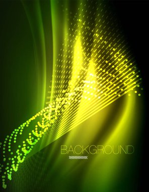 Yumuşak ışık efekti, parlak parlak neon koyu arka plan üzerinde düz çizgiler. Enerji Teknoloji fikir