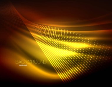 Yumuşak ışık efekti, parlak parlak neon koyu arka plan üzerinde düz çizgiler. Enerji Teknoloji fikir