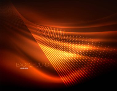 Yumuşak ışık efekti, parlak parlak neon koyu arka plan üzerinde düz çizgiler. Enerji Teknoloji fikir