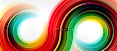 Gökkuşağı sıvı renkli arka plan - girdap ve daireler, bükülmüş sıvı renkler, renkli mermer veya plastik dalgalı doku zemin, çok renkli şablonu için iş veya teknoloji