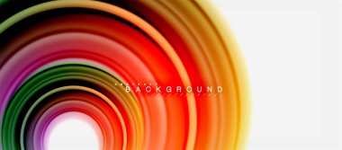 Gökkuşağı sıvı renkli arka plan - girdap ve daireler, bükülmüş sıvı renkler, renkli mermer veya plastik dalgalı doku zemin, çok renkli şablonu için iş veya teknoloji