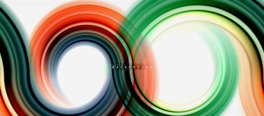 Gökkuşağı sıvı renkli arka plan - girdap ve daireler, bükülmüş sıvı renkler, renkli mermer veya plastik dalgalı doku zemin, çok renkli şablonu için iş veya teknoloji