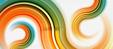 Gökkuşağı sıvı renkli arka plan - girdap ve daireler, bükülmüş sıvı renkler, renkli mermer veya plastik dalgalı doku zemin, çok renkli şablonu için iş veya teknoloji