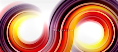 Gökkuşağı sıvı renkli arka plan - girdap ve daireler, bükülmüş sıvı renkler, renkli mermer veya plastik dalgalı doku zemin, çok renkli şablonu için iş veya teknoloji