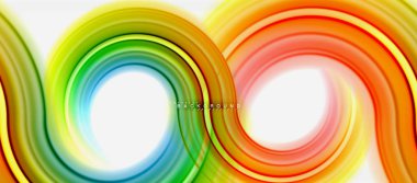 Gökkuşağı sıvı renkli arka plan - girdap ve daireler, bükülmüş sıvı renkler, renkli mermer veya plastik dalgalı doku zemin, çok renkli şablonu için iş veya teknoloji