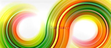 Gökkuşağı sıvı renkli arka plan - girdap ve daireler, bükülmüş sıvı renkler, renkli mermer veya plastik dalgalı doku zemin, çok renkli şablonu için iş veya teknoloji