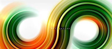 Gökkuşağı sıvı renkli arka plan - girdap ve daireler, bükülmüş sıvı renkler, renkli mermer veya plastik dalgalı doku zemin, çok renkli şablonu için iş veya teknoloji