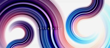 Gökkuşağı sıvı renkli arka plan - girdap ve daireler, bükülmüş sıvı renkler, renkli mermer veya plastik dalgalı doku zemin, çok renkli şablonu için iş veya teknoloji