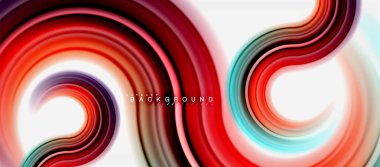 Gökkuşağı sıvı renkli arka plan - girdap ve daireler, bükülmüş sıvı renkler, renkli mermer veya plastik dalgalı doku zemin, çok renkli şablonu için iş veya teknoloji