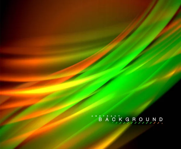 Neon glödande våg, magiska energi och ljus rörelse bakgrunden. Vektor tapeter mall — Stock vektor