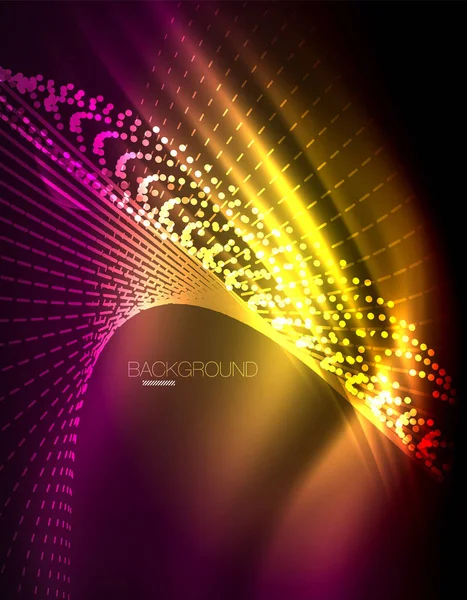 Гладкий световой эффект, прямые линии на светящемся сияющем неоновом темном фоне. Идея энергетических технологий — стоковый вектор
