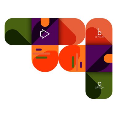 Infographics seçeneği ve adım adım içinde yuvarlak kareler, grafik, grafik, diyagram seçenekleri, parçalar, süreçleri ile unsuru