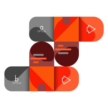 Infographics seçeneği ve adım adım içinde yuvarlak kareler, grafik, grafik, diyagram seçenekleri, parçalar, süreçleri ile unsuru