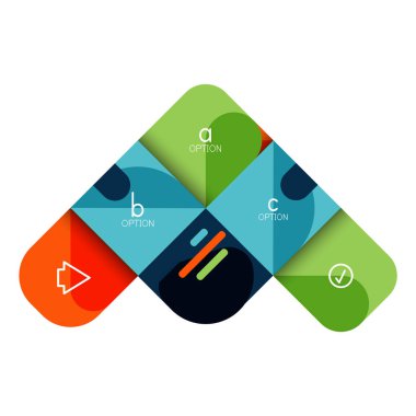 Infographics seçeneği ve adım adım içinde yuvarlak kareler, grafik, grafik, diyagram seçenekleri, parçalar, süreçleri ile unsuru