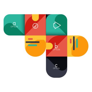 Infographics seçeneği ve adım adım içinde yuvarlak kareler, grafik, grafik, diyagram seçenekleri, parçalar, süreçleri ile unsuru