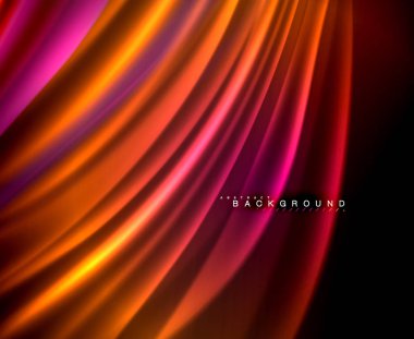 Neon parlayan dalga, sihirli enerji ve ışık arka plan. Vektör duvar kağıdı şablonu