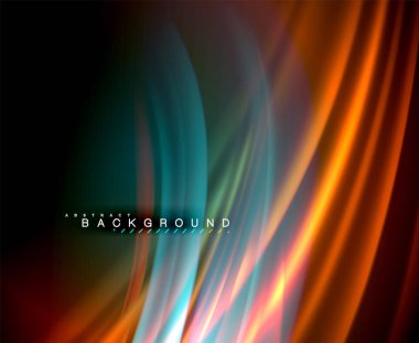 Neon parlayan dalga, sihirli enerji ve ışık arka plan. Vektör duvar kağıdı şablonu