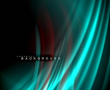 Neon parlayan dalga, sihirli enerji ve ışık arka plan. Vektör duvar kağıdı şablonu