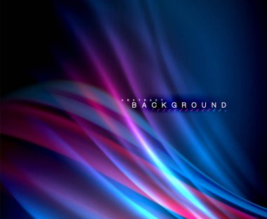 Neon parlayan dalga, sihirli enerji ve ışık arka plan. Vektör duvar kağıdı şablonu