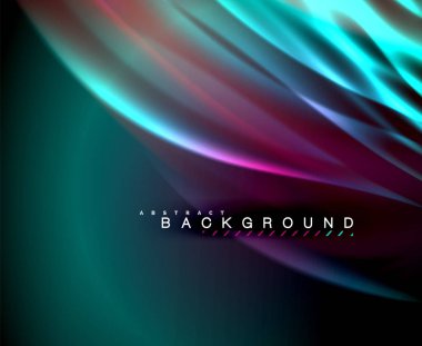 Neon parlayan dalga, sihirli enerji ve ışık arka plan. Vektör duvar kağıdı şablonu