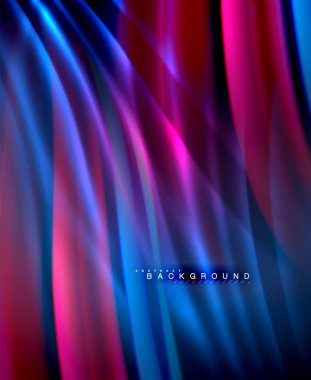 Neon parlayan dalga, sihirli enerji ve ışık arka plan. Vektör duvar kağıdı şablonu