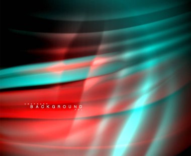 Neon parlayan dalga, sihirli enerji ve ışık arka plan. Vektör duvar kağıdı şablonu