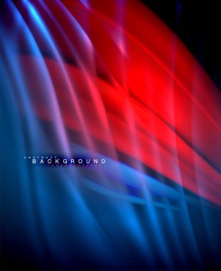 Neon parlayan dalga, sihirli enerji ve ışık arka plan. Vektör duvar kağıdı şablonu