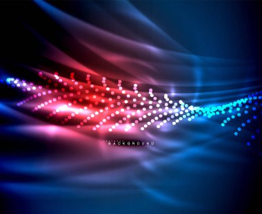 Neon parlayan techno hatları, yüksek teknoloji fütüristik arka plan şablonu kare şekilleri ile