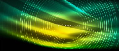 Neon parlayan çizgiler, sihirli enerji uzay ışığı konsepti, soyut arka plan duvar kağıdı tasarımı