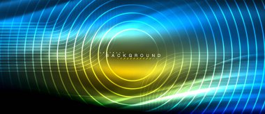 Neon parlayan çizgiler, sihirli enerji uzay ışığı konsepti, soyut arka plan duvar kağıdı tasarımı