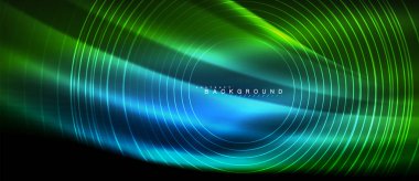 Neon parlayan çizgiler, sihirli enerji uzay ışığı konsepti, soyut arka plan duvar kağıdı tasarımı