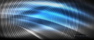 Neon parlayan çizgiler, sihirli enerji uzay ışığı konsepti, soyut arka plan duvar kağıdı tasarımı