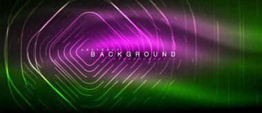 Neon parlayan çizgiler, sihirli enerji uzay ışığı konsepti, soyut arka plan duvar kağıdı tasarımı