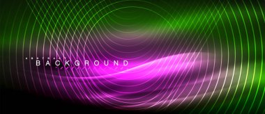 Neon parlayan çizgiler, sihirli enerji uzay ışığı konsepti, soyut arka plan duvar kağıdı tasarımı