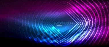 Neon parlayan dalga, sihirli enerji ve ışık arka plan. Duvar kağıdı şablonu, yüksek teknoloji gelecek kavramı