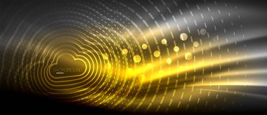 Neon parlayan dalga, sihirli enerji ve ışık arka plan. Duvar kağıdı şablonu, yüksek teknoloji gelecek kavramı