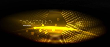 Neon parlayan dalga, sihirli enerji ve ışık arka plan. Duvar kağıdı şablonu, yüksek teknoloji gelecek kavramı